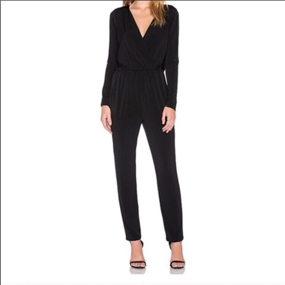 H&M Long Sleeve Black Pant V-Neck Jumpsuit 2